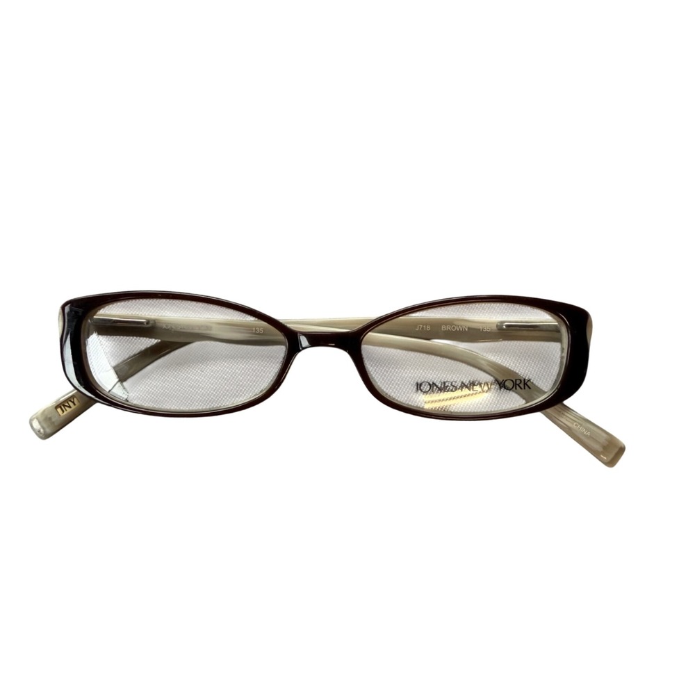 Jones New York Eyeglasses Women Brown J718 Oval Frames Cream Marbled 135mm